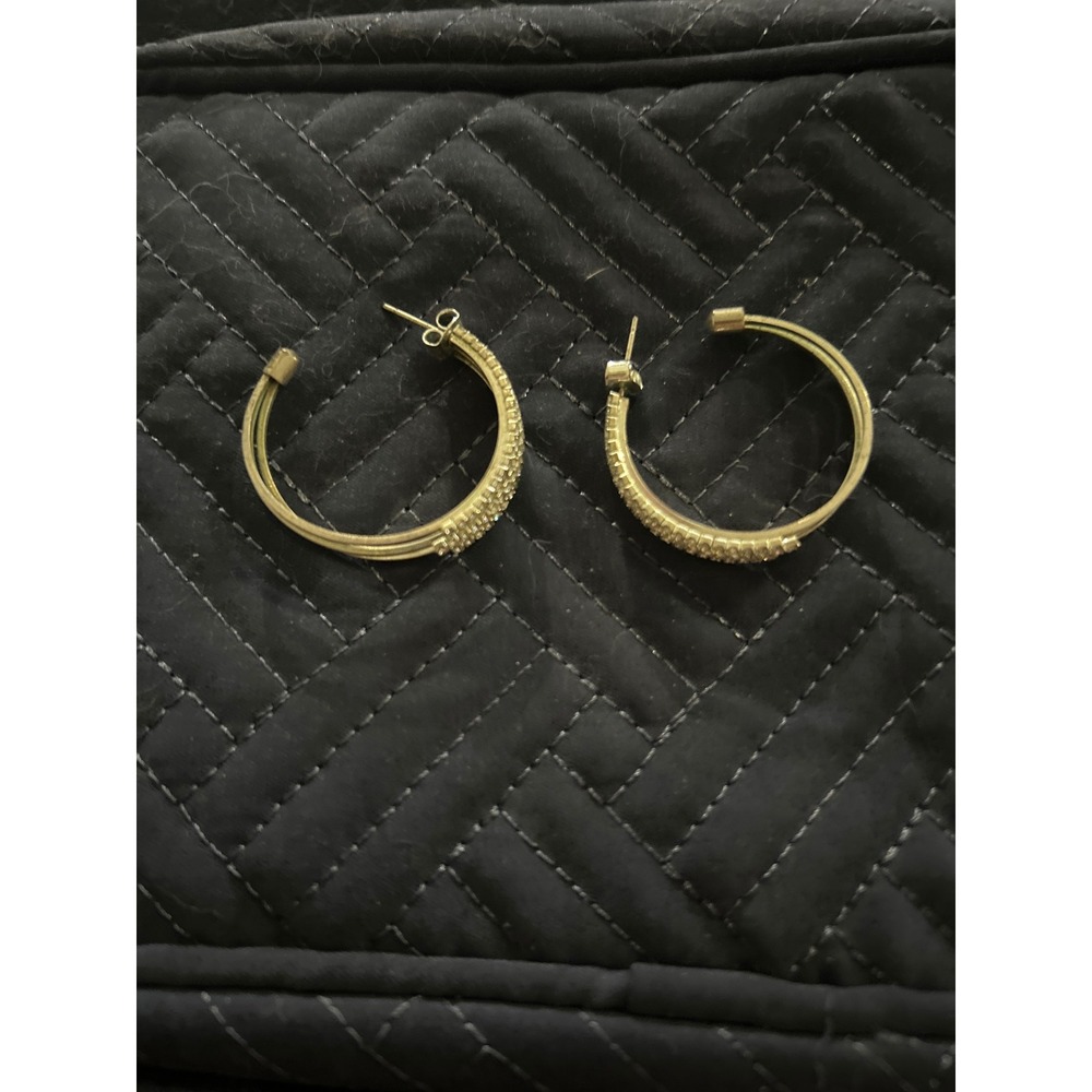 Gold‎ Hoop Earrings Pave Rhinestone Embellished Statement Party